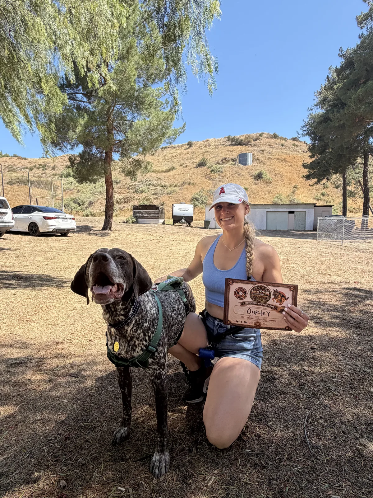 Snake School graduation day — dogs and their families after rattlesnake avoidance training
