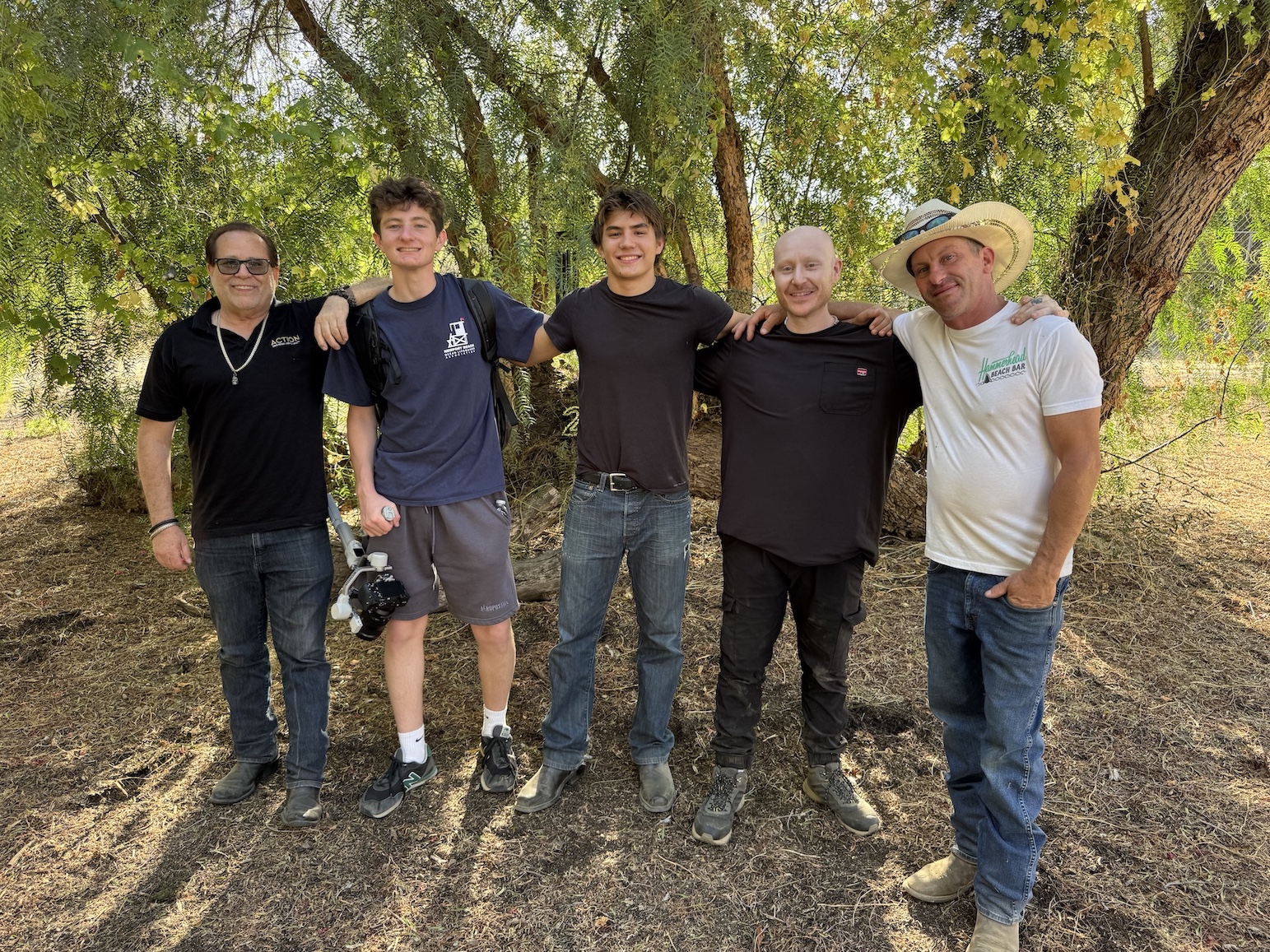 The film crew on set at a Snake School training day