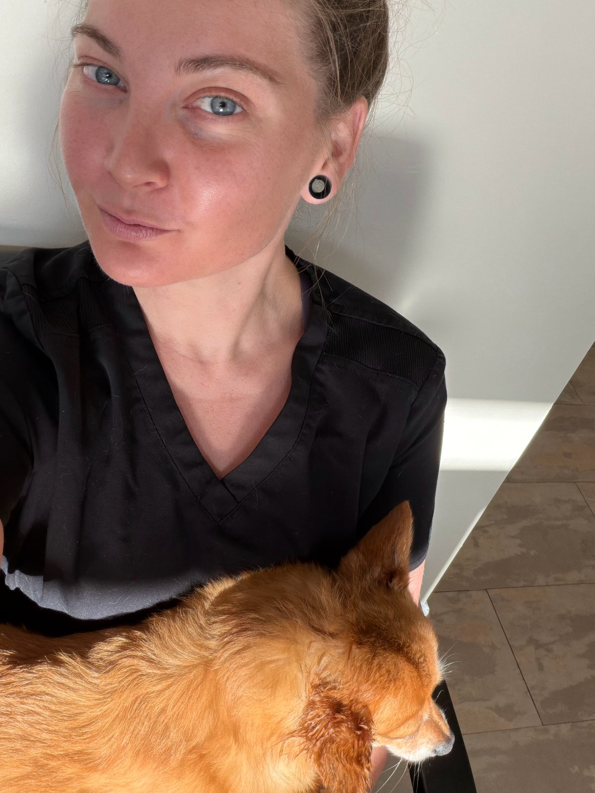 Alexandria M., Snake School animal welfare consultant, with a dog